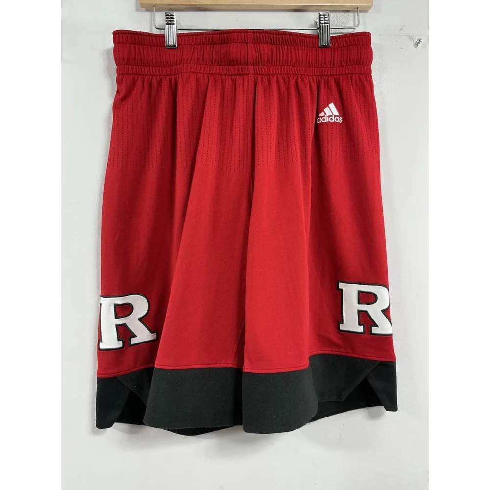Mens Excellent Cond. Adidas Rutgers Red PullOn Basketball Shorts XL + 2 “ - Picture 3 of 7